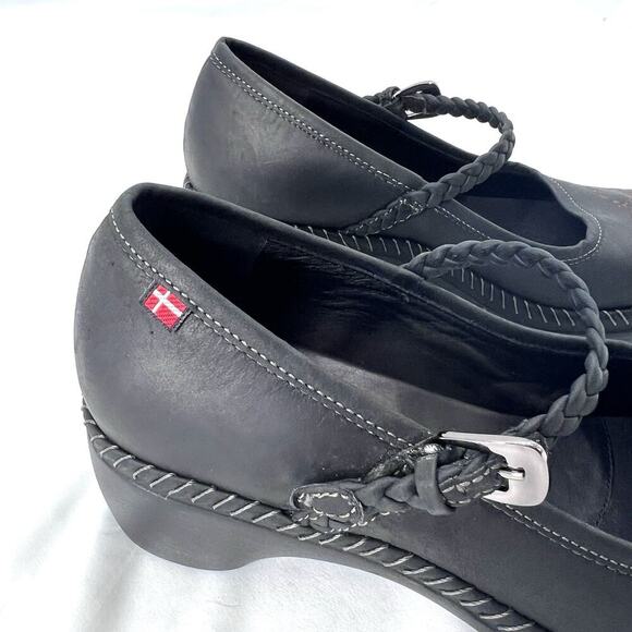 Ecco Sussex Black Leather Mary Jane Floral Comfort Heels - Picture 4 of 10